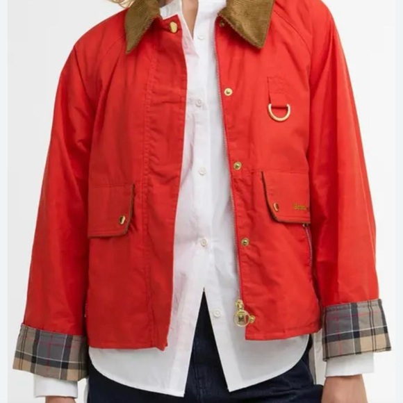 Anthropologie Other - Anthropologie Red Military Field Jacket with Corduroy Collar